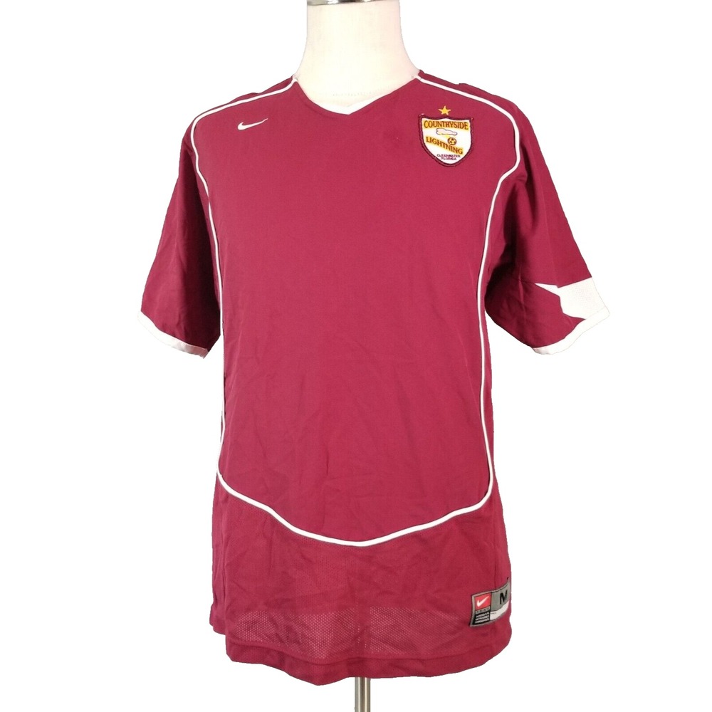 Nike Countryside lightning soccer Jersey men's medium red Dri-Fit short sleeve